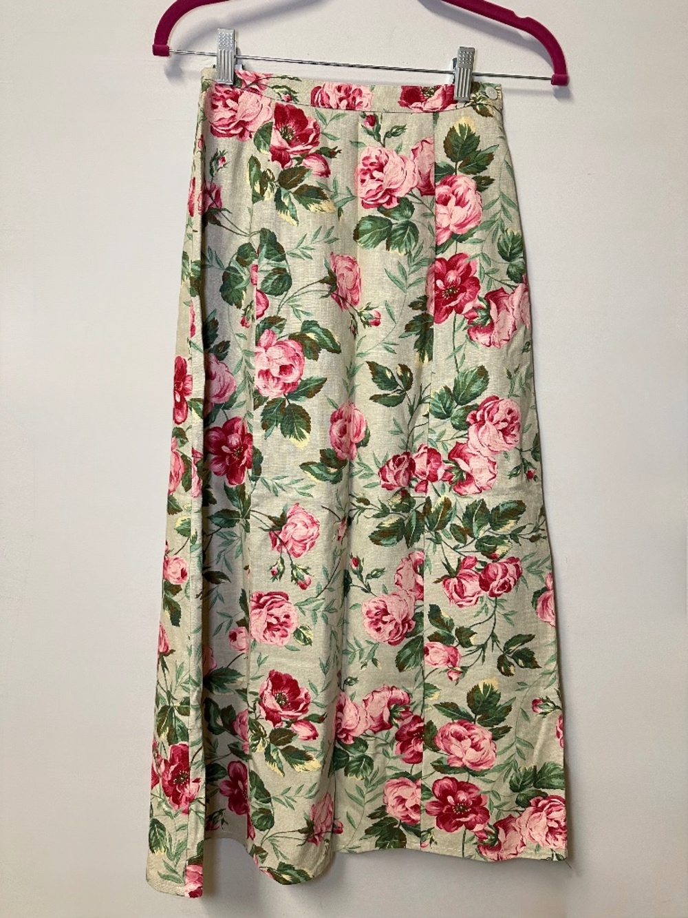 Vintage Laura Ashley Romantic Rose Floral Midi Skirt Cottagecore English Garden